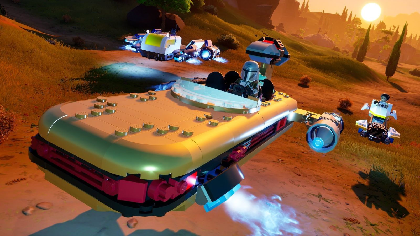 Hover vehicle driving across Tatooine, official Star Wars Update news post